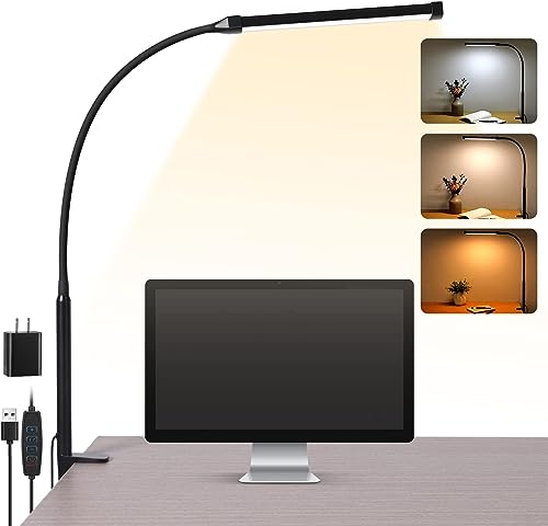 Modern Voncerus LED Desk Lamp with Clamp, Eye-Caring Clip on Lights for Daily Use