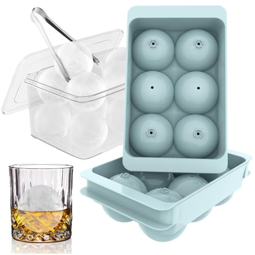 WIBIMEN Large Ice Cube Molds, Big Round Whiskey Ice Cube Set