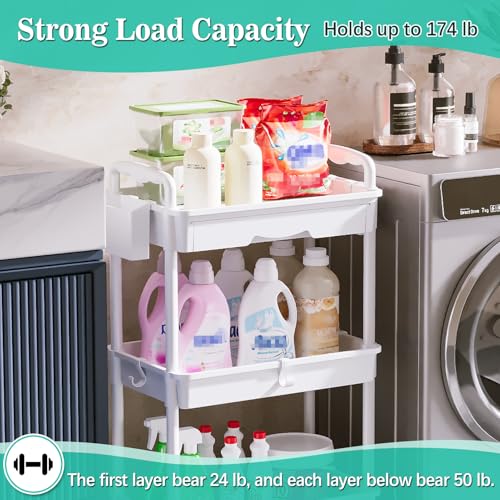 Classic SUNALLY 3 Tier Rolling Cart with Drawer, Bathroom Storage for Daily Use