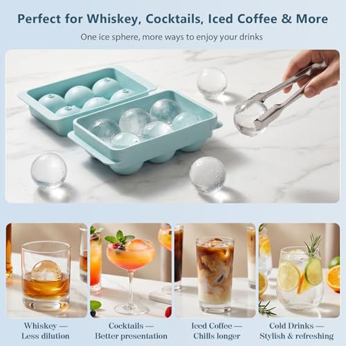WIBIMEN Large Ice Cube Molds, Big Round Whiskey Ice Cube Set
