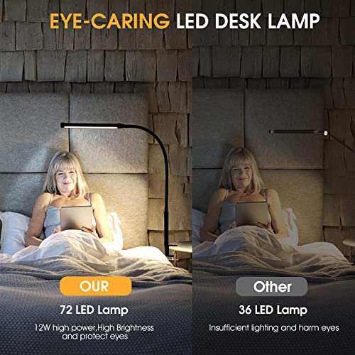 Modern Voncerus LED Desk Lamp with Clamp, Eye-Caring Clip on Lights for Daily Use